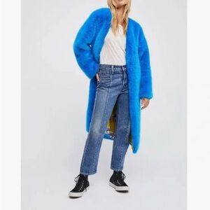 free people electric blue faux fur. Size XS. NWOT.